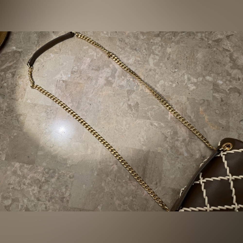 Tory Burch Brown and Cream Quilted Shoulder Bag - Picture 14 of 14